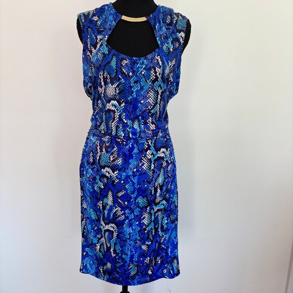 Blue & turquoise patterened Chache Dress - Picture 1 of 4